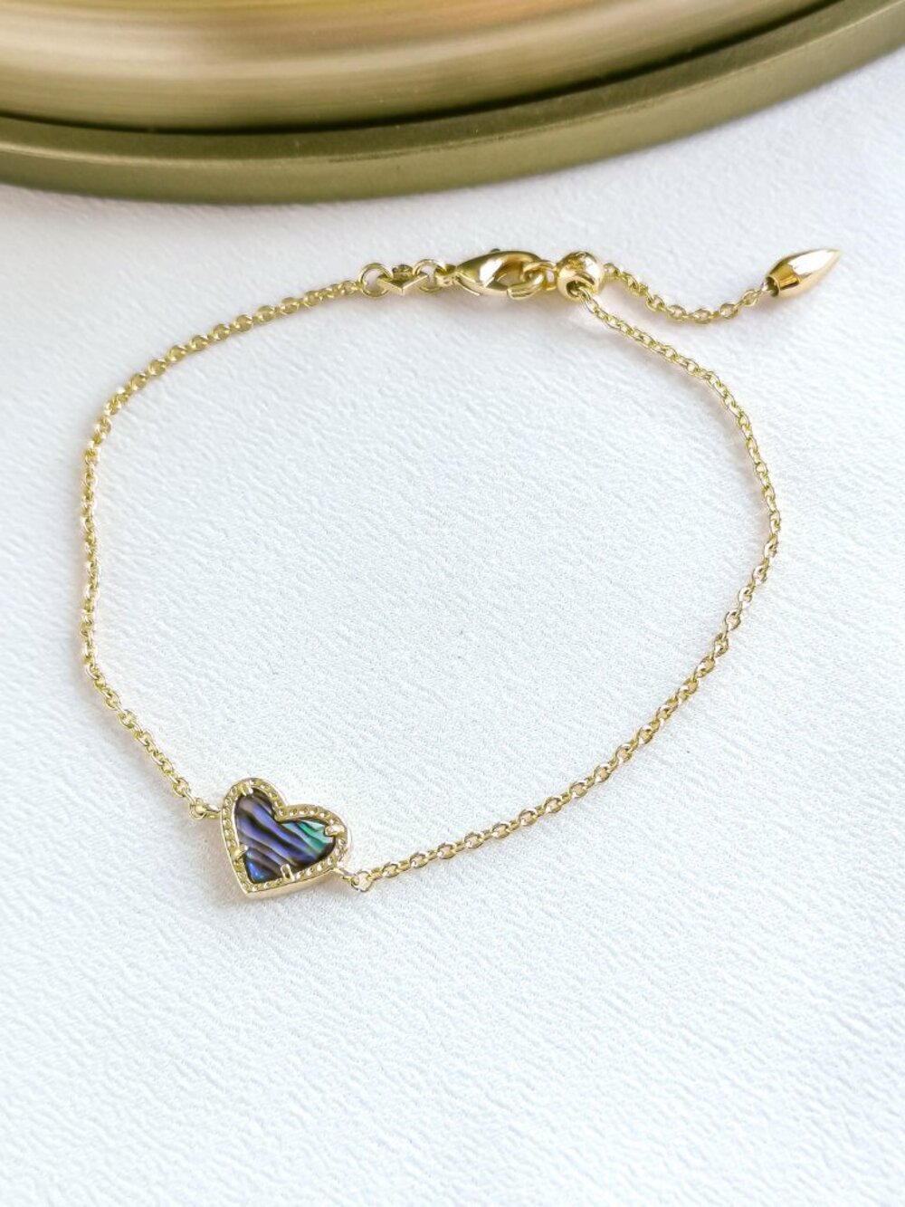 Kendra Scott Ari Heart Abalone Shell Chain Bracelet NEW